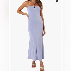 Petal and Pup Declan Halter Maxi Dress. Lavender/Light Blue. Size: Large.